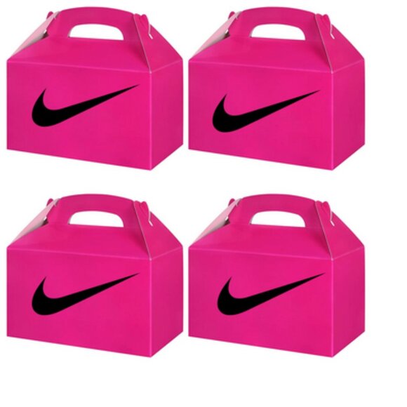 Basketball Theme Party Favor Gift Box Set Gable Box Pink and White 10 Pack - Picture 3 of 4